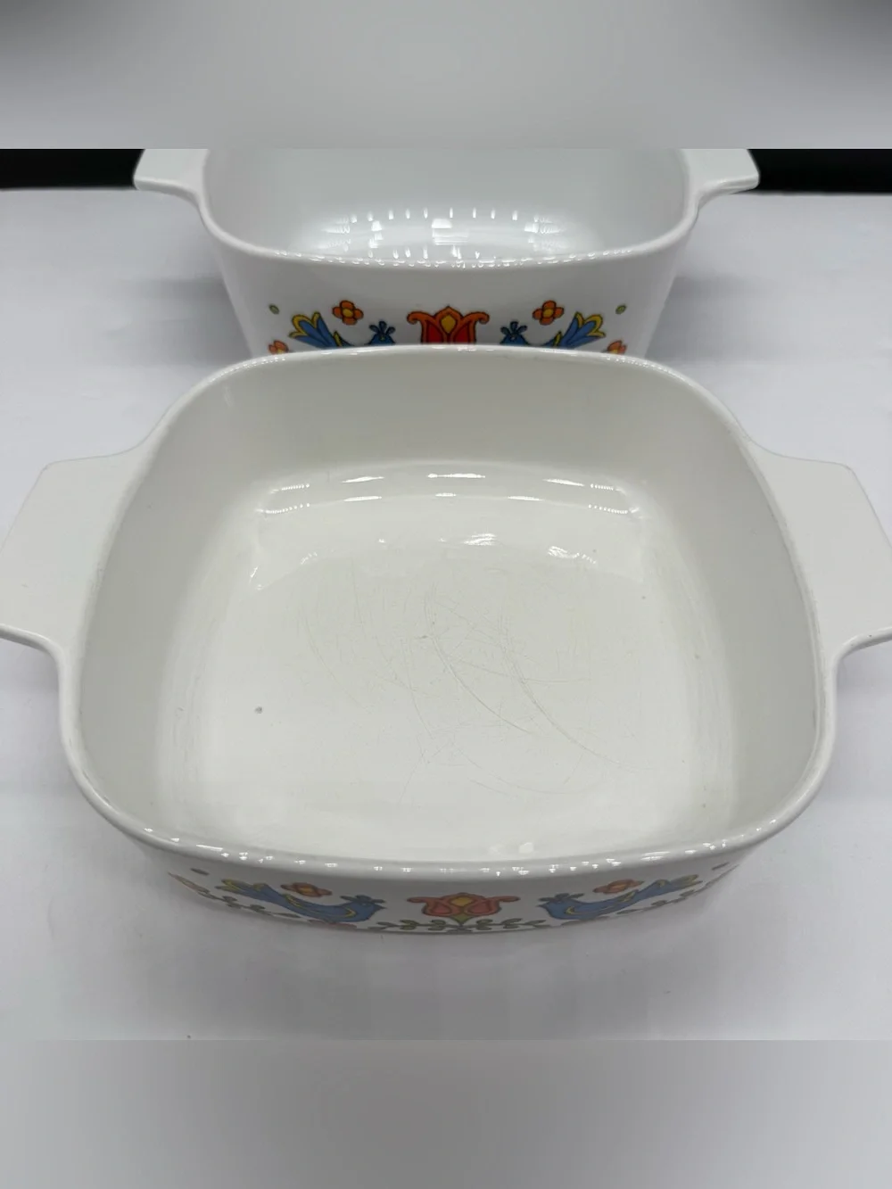 Corning Ware Country Festival Blue Birds Casserole Dish Lot Of 2 Excellent Used